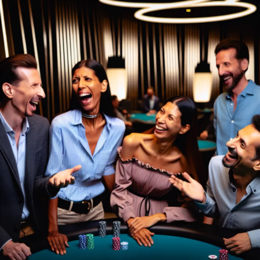 Zadowoleni goście w nowoczesnej przestrzeni pokerowej Virex Circle