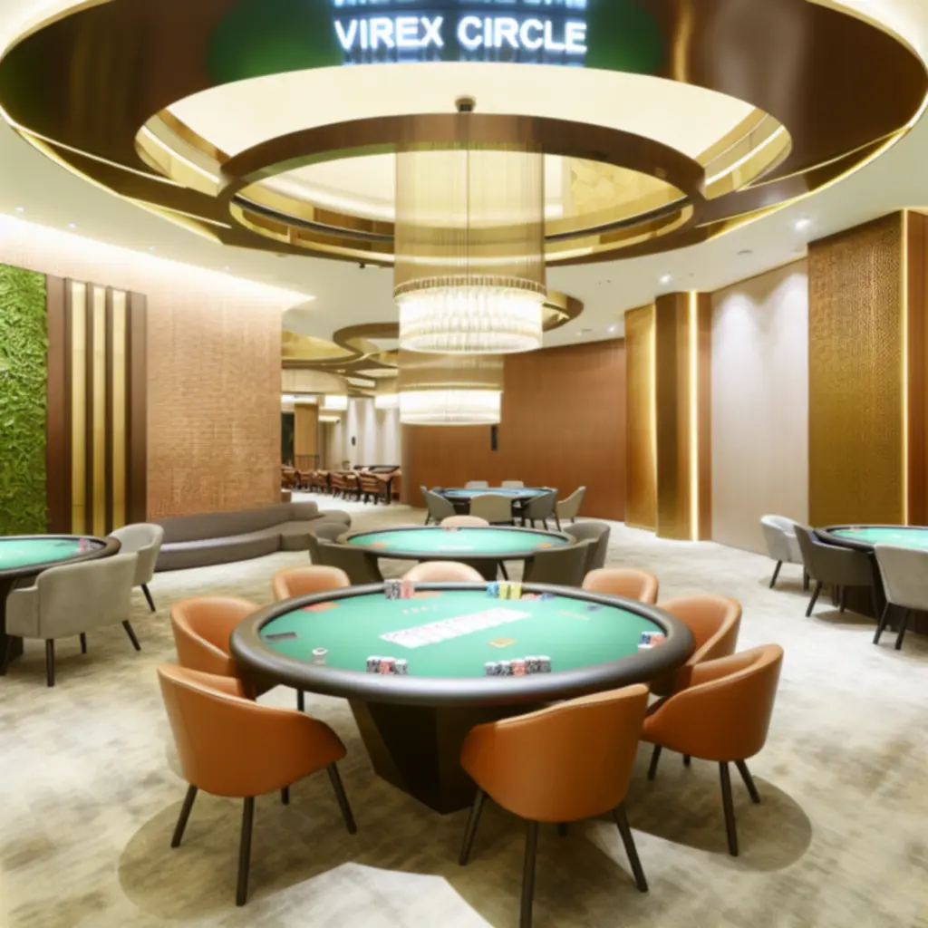 Minimalistyczne, nowoczesne wnętrze Virex Circle z oświetleniem sprzyjającym grze i oglądaniu sportu.