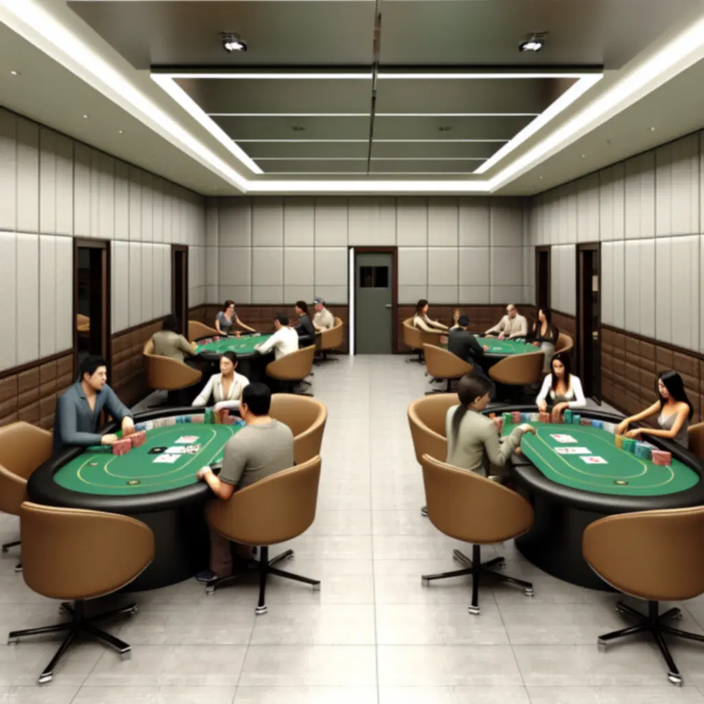 Różne typy stolików pokerowych i strefy gry w Virex Circle