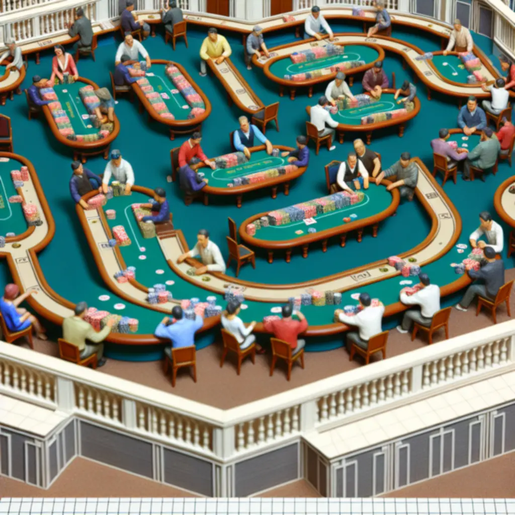 Strefa pokera w Virex Circle z dedykowanymi stołami i graczami przy rozgrywce.