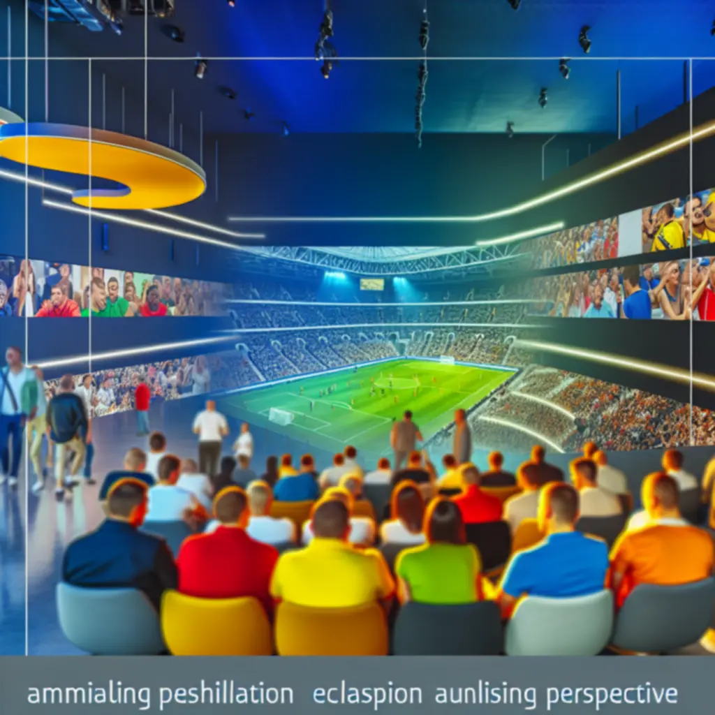 Strefa kibica Virex Circle z dużymi ekranami do oglądania wydarzeń sportowych.