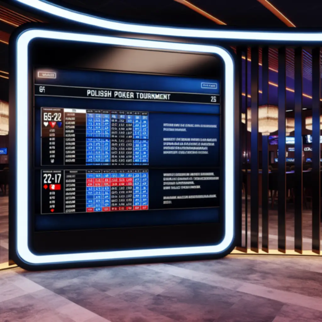 Tablica z harmonogramem turniejów pokerowych w Virex Circle