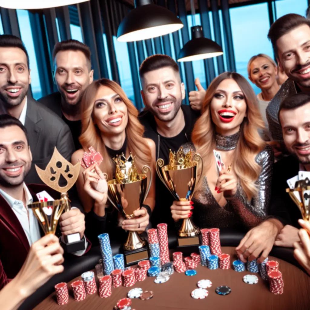 Zwycięzcy turnieju pokerowego świętują w Virex Circle