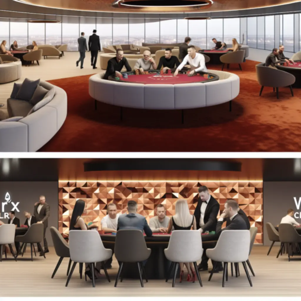 Nowoczesne wnętrze Virex Circle z wygodnymi miejscami do gry i oglądania sportu.